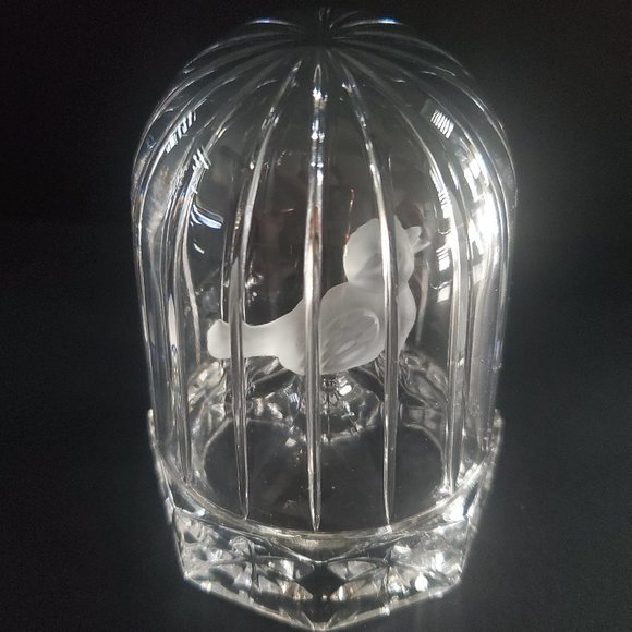 RARE COLLECTIBLE * Hofbauer Byrdes Germany Vintage Bird in a Cage Crystal Glass - Picture 3 of 10